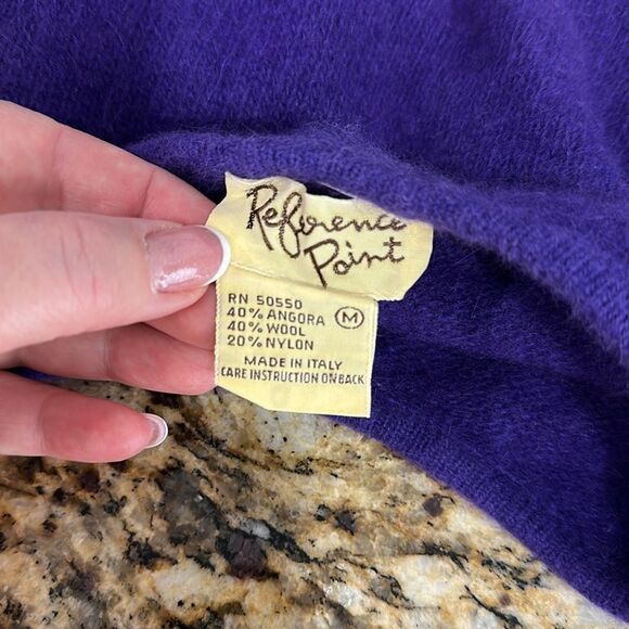 Reference Point Vintage Angora Blend Purple Knit Cap Sleeve Sweater Size M - Picture 6 of 6